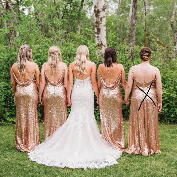 Rose Gold Sequin Christina Wu Bridesmaid Dress - Picture 2 of 4
